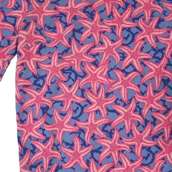 Talbots Starfish Print Tunic Top Pink Blue 3/4 Sleeve Summer Preppy Womens‎ M - Picture 2 of 5
